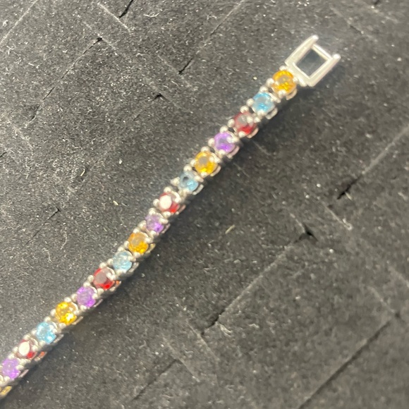 New 7.5" marquise garnet another gust and other gems sterling silver bracelet - Picture 7 of 9